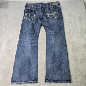 SIlver Jeans Zac Light Wash Blue Straight Leg Denim Jeans Boot Cut Sz W36 X L32